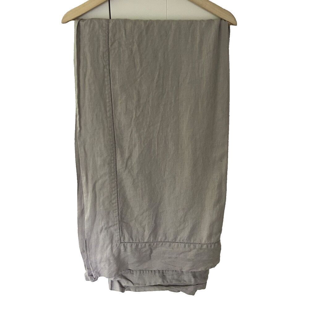 Sferra Linen Tablecloth Grey 63"x63" Square Hemstitched Classic Excellent